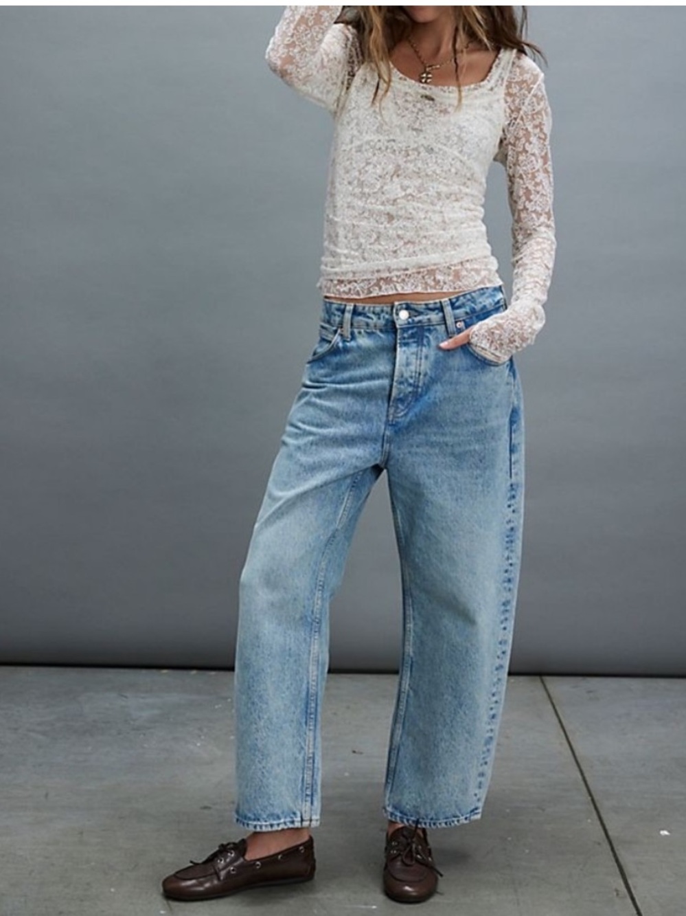 Free People We The Free Deep Trance Boyfriend Barrel Jeans Size 33 NWOT